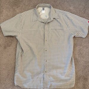 The North Face Men's Beige Plaid Button Down Shirt